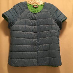 Blue and Green Puffy Vest, Cap Sleeve - Med